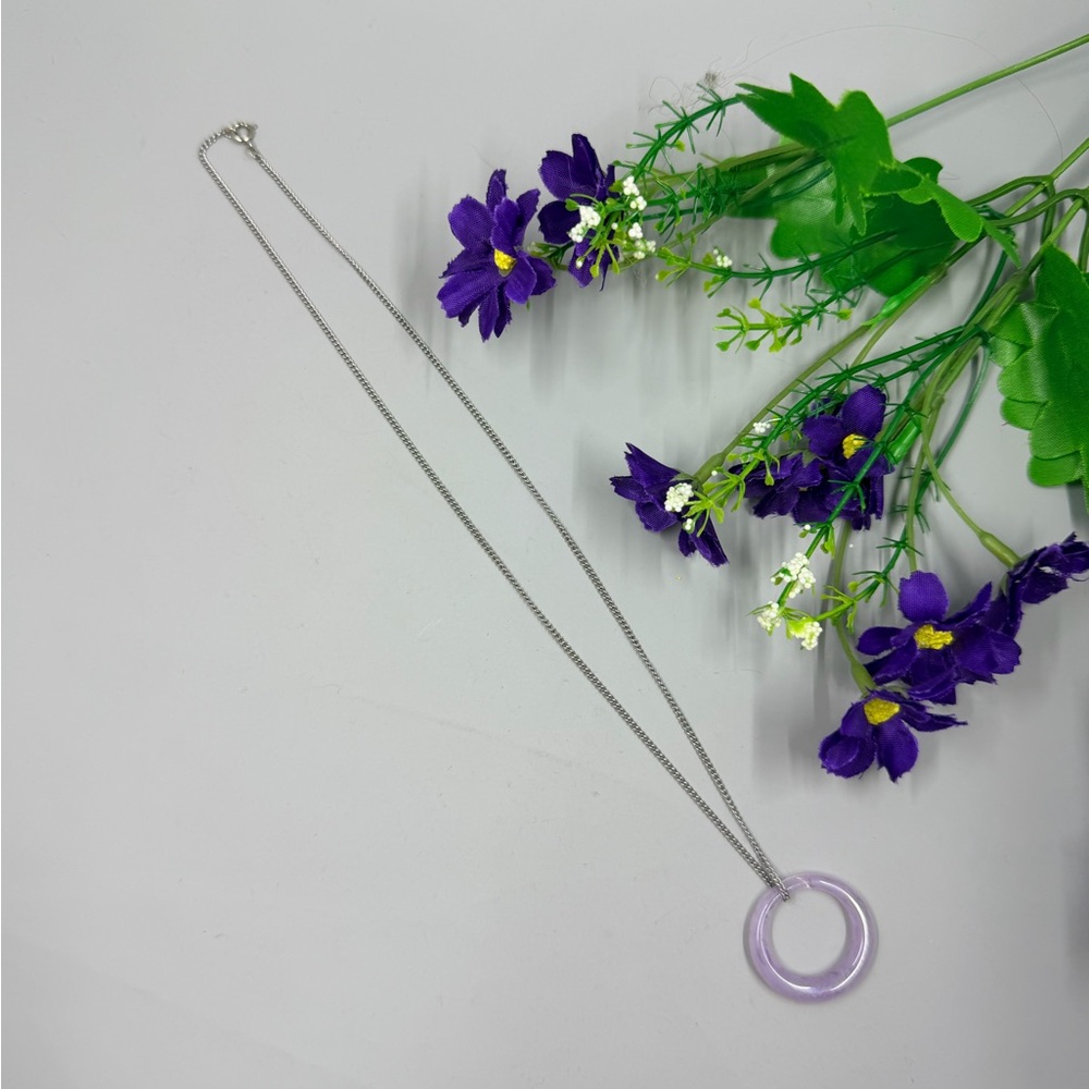 Cute Vintage Y2K Acrylic Purple Pendant Necklace